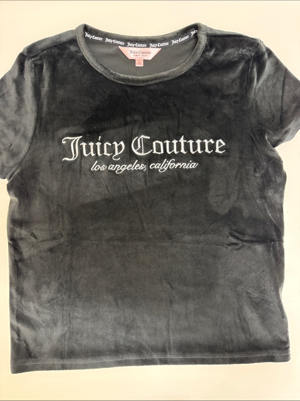 NWOT Juicy Couture Black Velour Logo Short Sleeve Tee